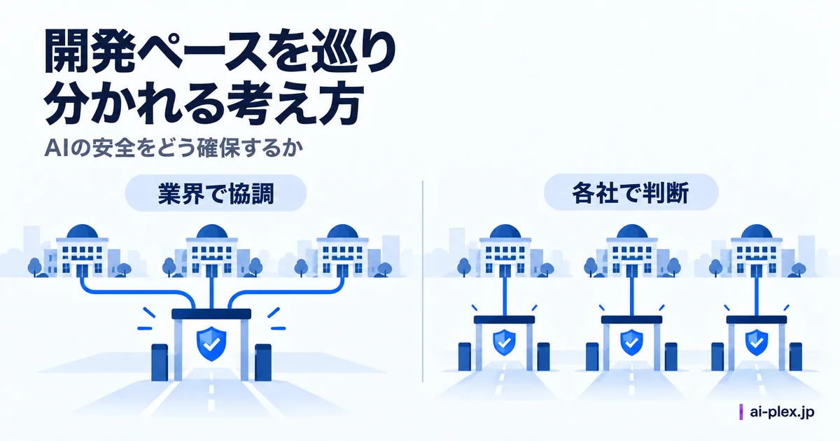 共通の安全検査を設ける考え方と各社で判断する考え方の対比