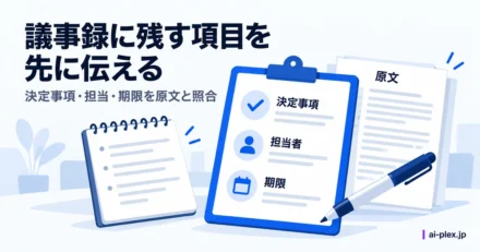 「議事録に残す項目を先に伝える」を表したイラスト