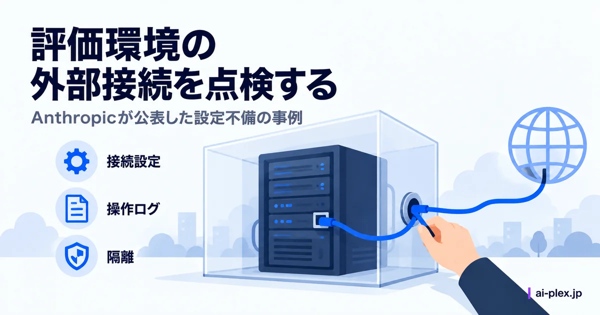 「評価環境の外部接続を点検する」を表したイラスト