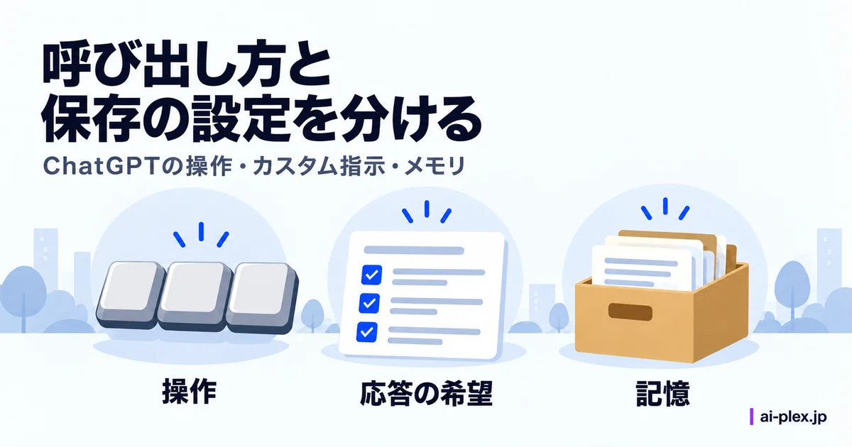 「呼び出し方と保存の設定を分ける」を表したイラスト