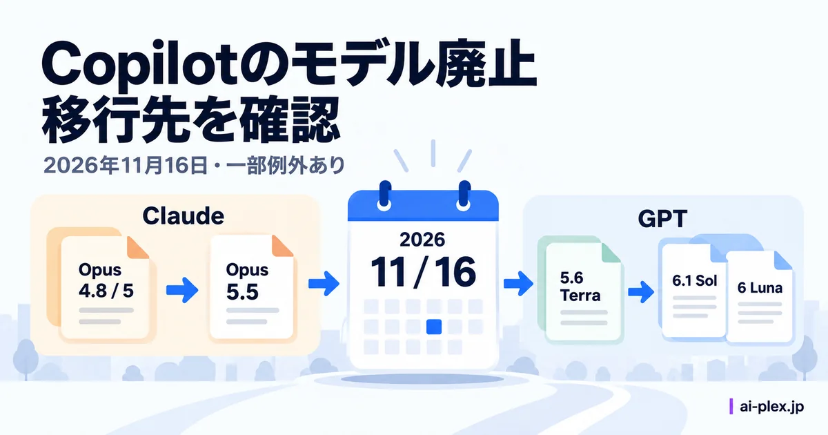 11月16日の廃止対象と移行先モデルの対応