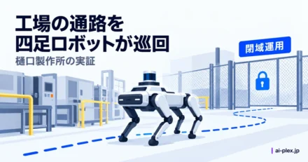 閉域ネットワークで工場の通路を巡回する四足歩行ロボット