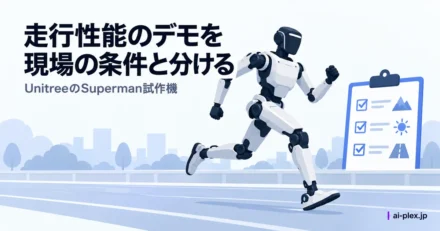 「走行性能のデモを現場の条件と分ける」を表したイラスト