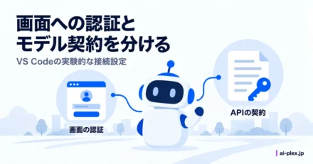 「画面への認証とモデル契約を分ける」を表したイラスト