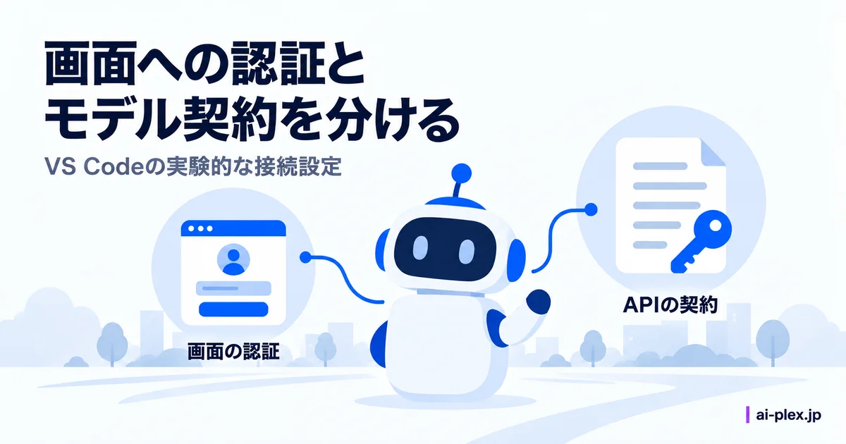 「画面への認証とモデル契約を分ける」を表したイラスト