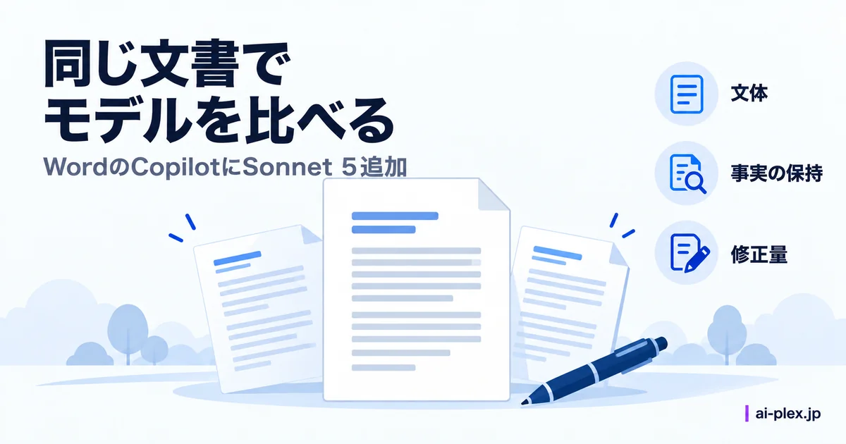 「同じ文書でモデルを比べる」を表したイラスト